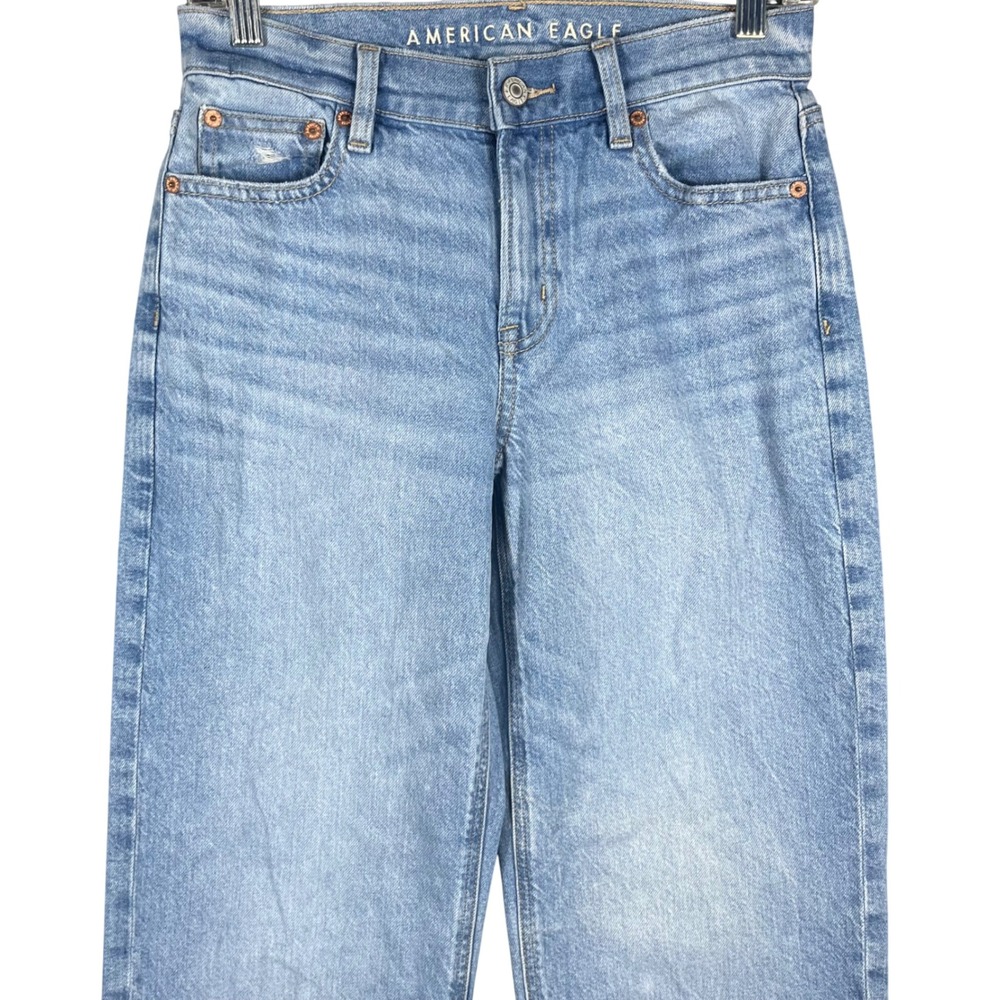 American Eagle Stovepipe Jeans Womens 00 Short Light Wash High Rise
